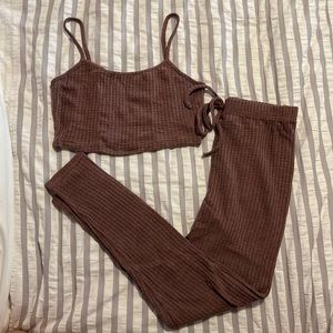 SHEIN purple knit matching set with joggers and crop top. Size Women’s XS